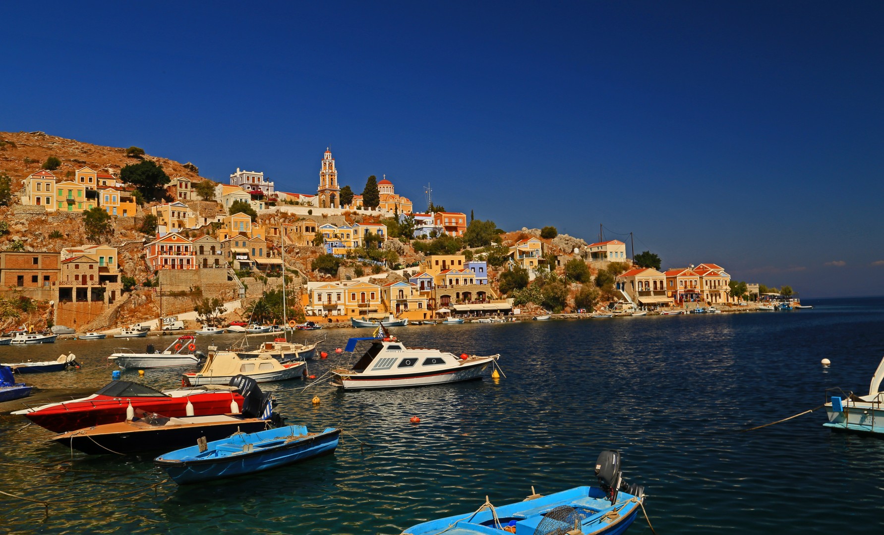 Greece - Symi - Ano Symi - Boats in the Harbor
